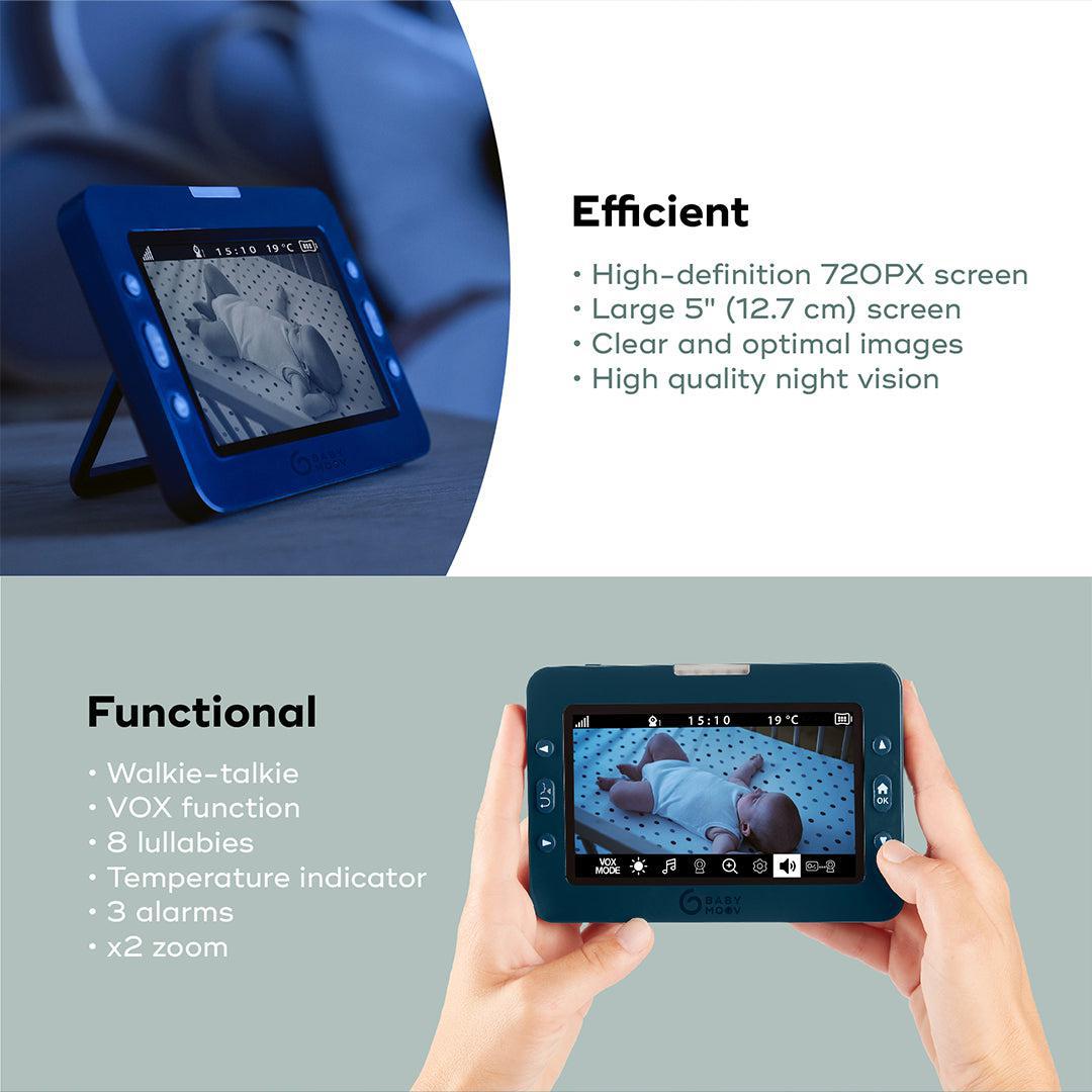 Babymoov YOO MASTER PLUS HD Motorised video babymonitor, screen 5" - Blue-Baby Monitors-Blue- | Natural Baby Shower