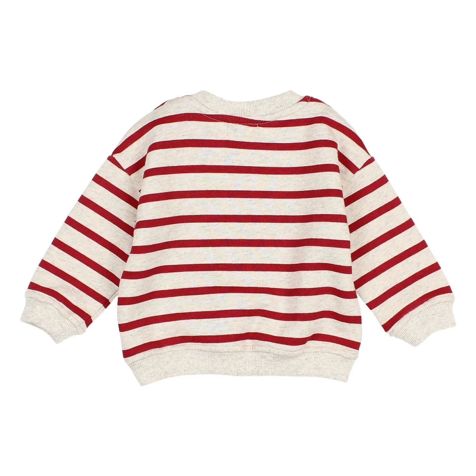 Búho - Kiraz kırmızısı | Çizgili organik pamuklu sweatshirt