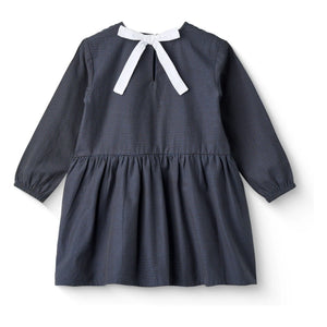 Copenhagen Colors - Organik Pamuk Kareli Elbise | Lacivert