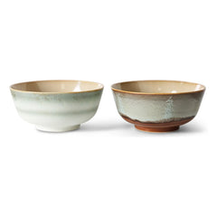 HKliving - Steingut Keramikschalen - 2er Set | Hellblau