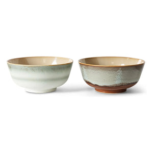HKliving - Steingut Keramikschalen - 2er Set | Hellblau