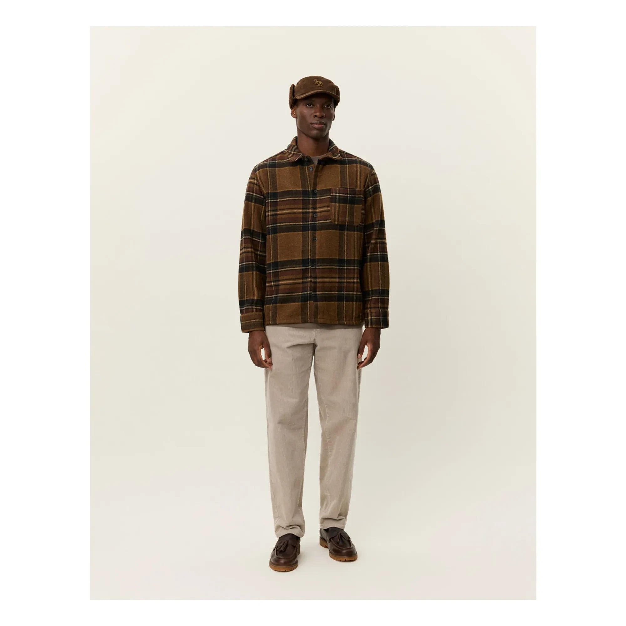 Les Deux - Kaleb Ekoseli Yün Overshirt | Kahverengi