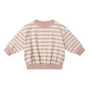 Quincy Mae - Organik pamuklu çizgili sweatshirt | Pembe