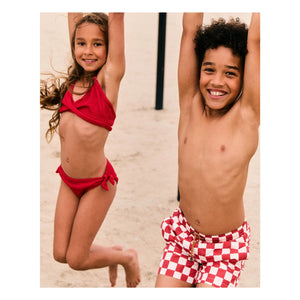 Beachlife - Gerippter Wickel-Badeanzug | Rot