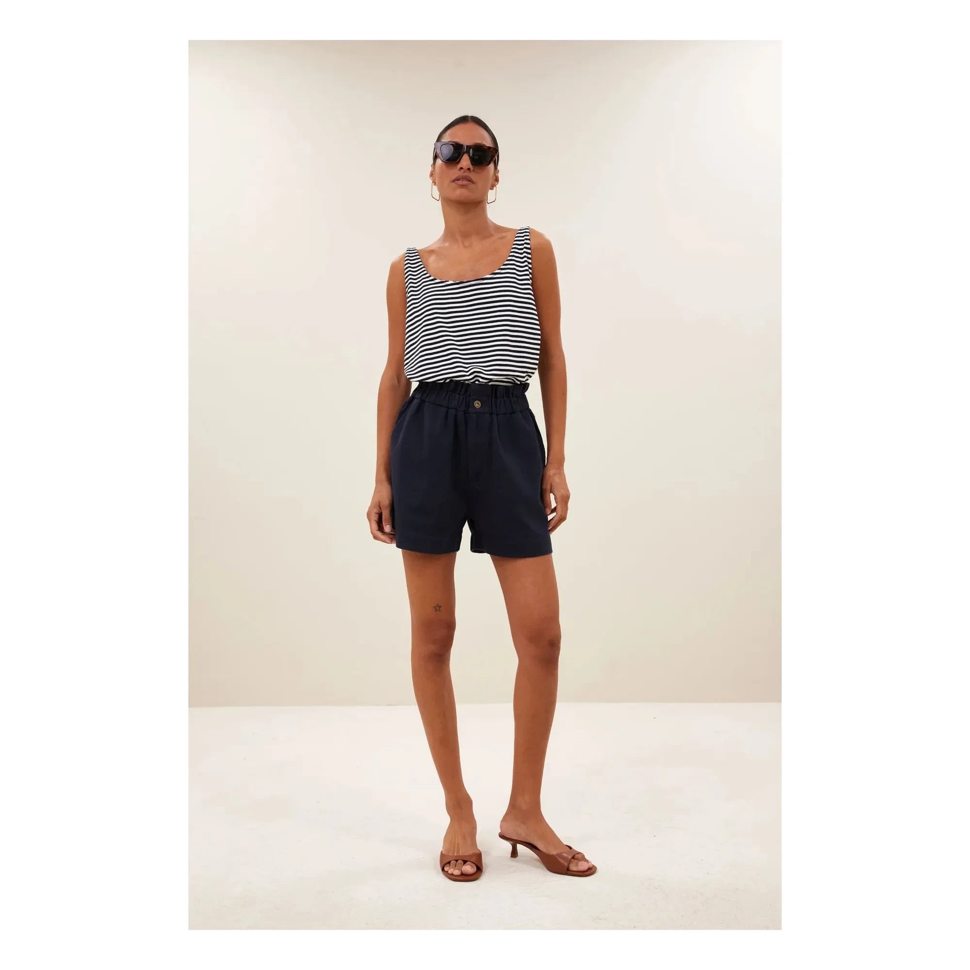 By Bar - Cotton Striped Tank Top | Night Blue