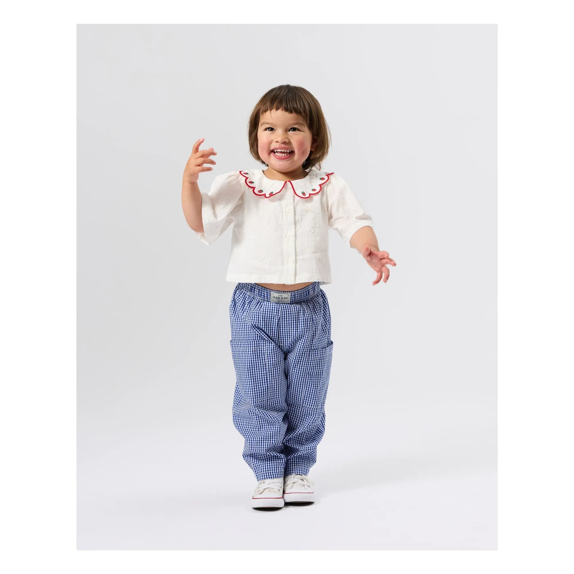 Goldie + Ace - Erdbeer-Crop-Bluse | Elfenbein