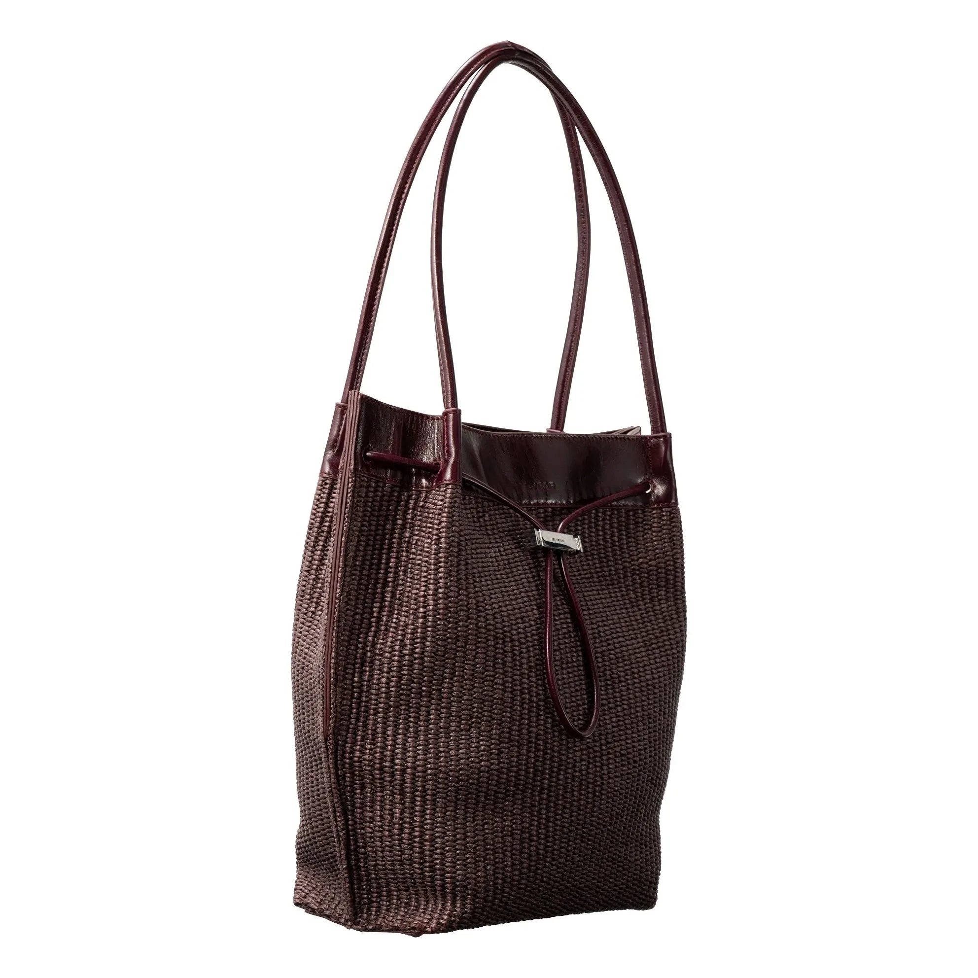 BY FAR - Kayla Bast- und Ledertasche | Bordeaux