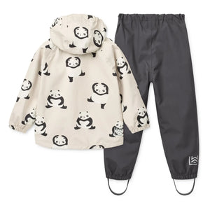 Liewood - Raincoat Set Pedia Pandas Recycled Fibers | Charcoal Gray