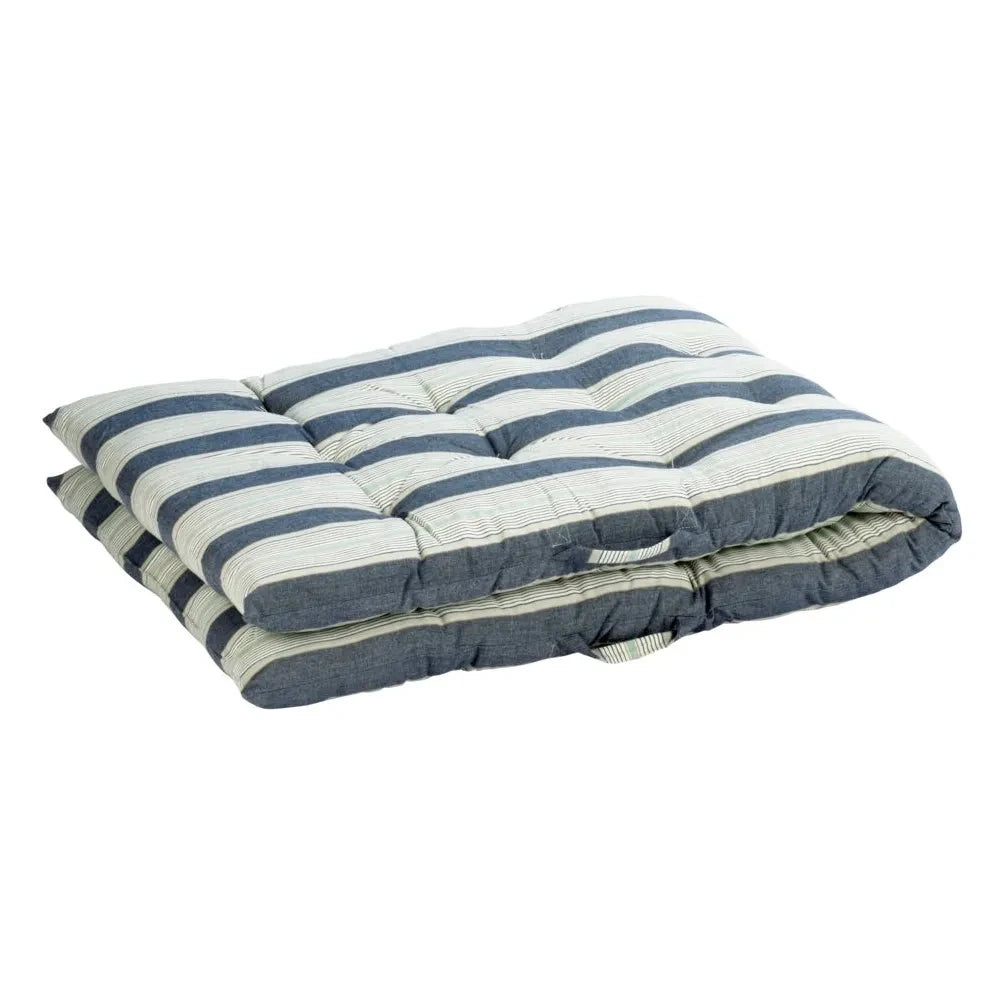 Madam Stoltz - Striped cotton floor cushion | Blue