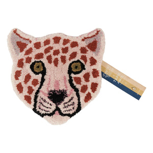 Doing Goods - Pembe leopar başlı yün halı | Pembe