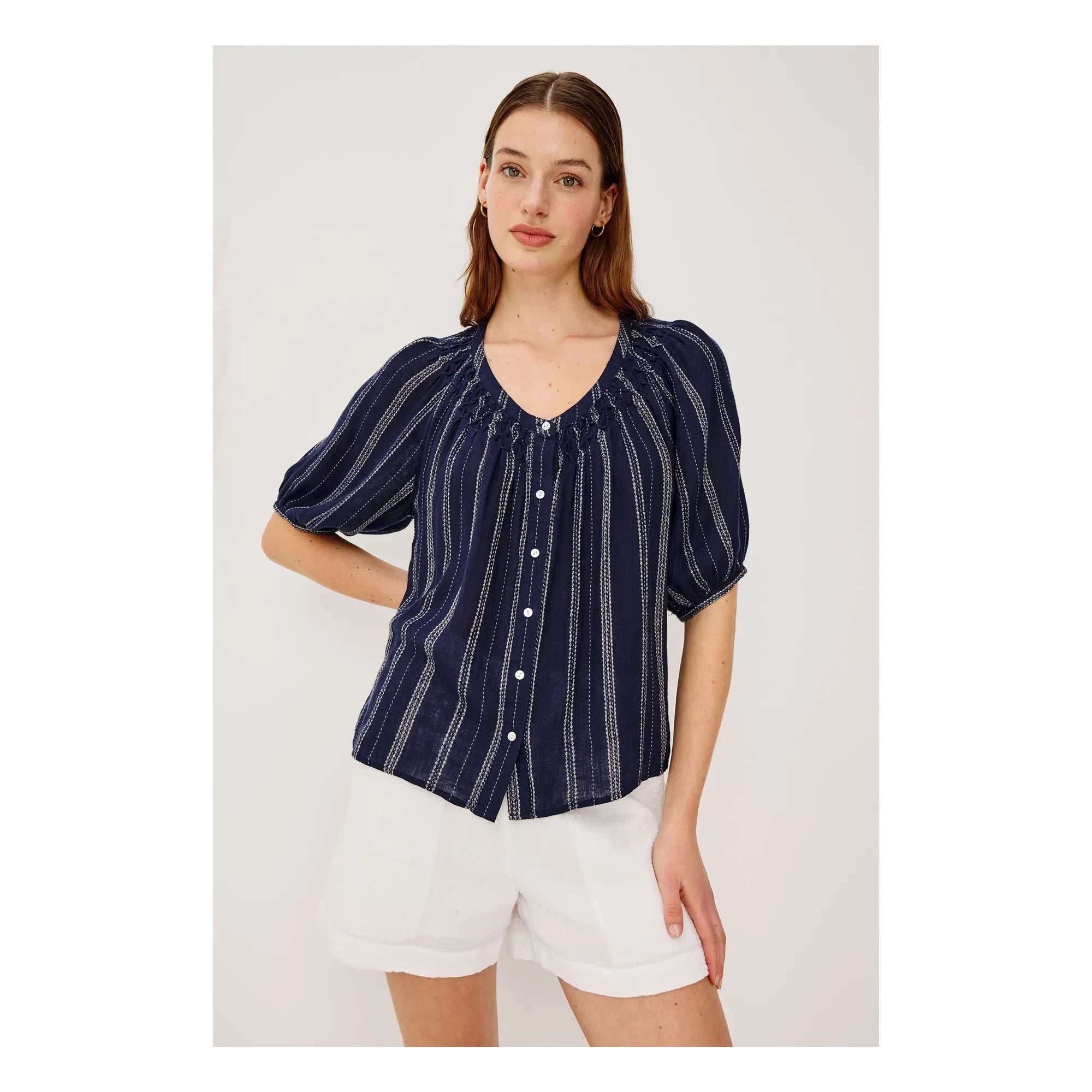 Rails - Striped Blouse Rix | Navy Blue