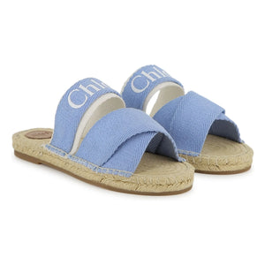 Chloé - Logo-Denim-Sandalen | Blau