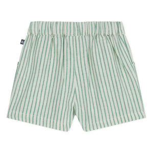 Petit Bateau - Çizgili Keten Şort | Yeşil