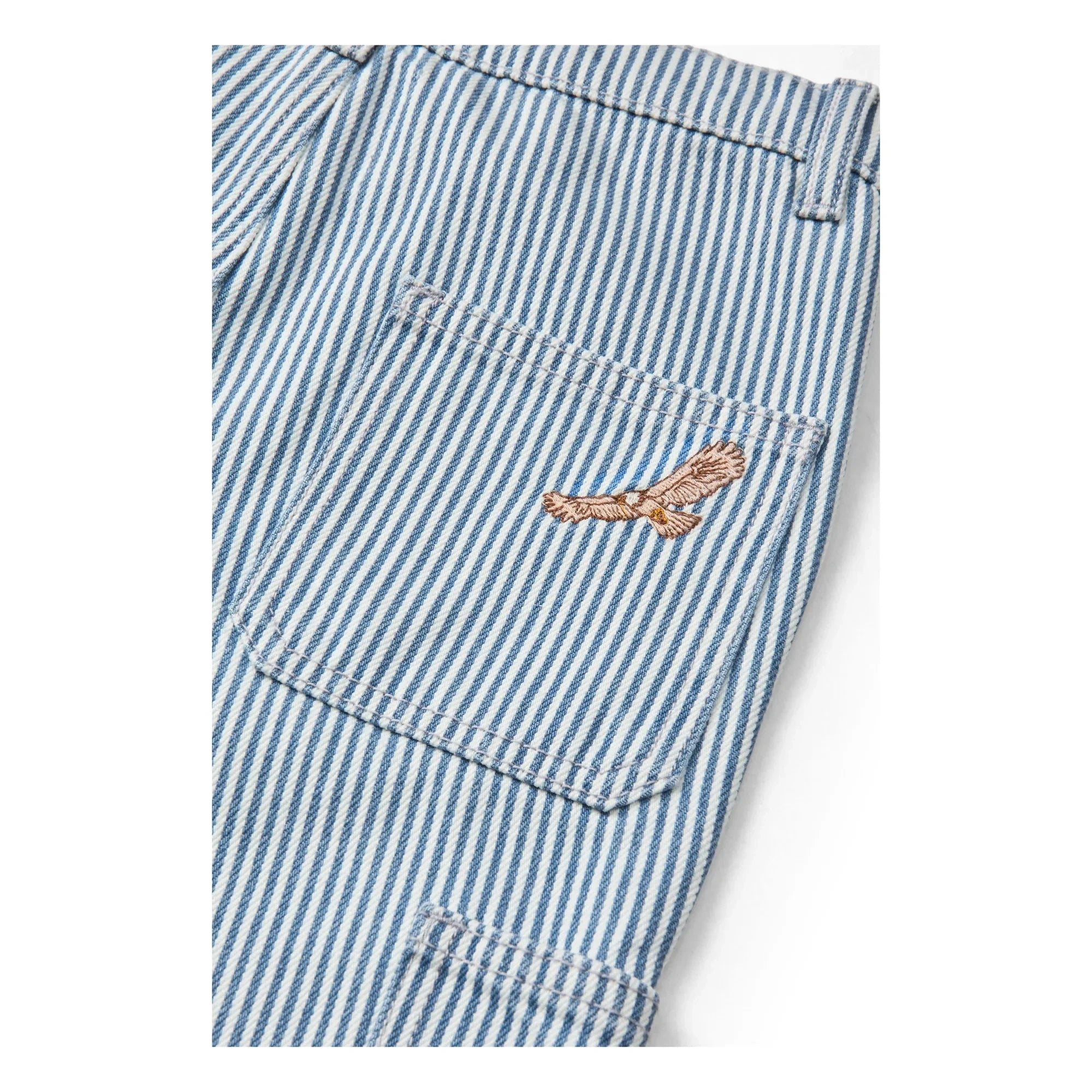 Copenhagen Colors – Gestreifte Cargo Hose aus Bio-Baumwollgabardin | Blau