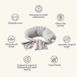 bbhugme Nursing Pillow - Grey Melange-Nursing Pillows-Grey Melange- | Natural Baby Shower