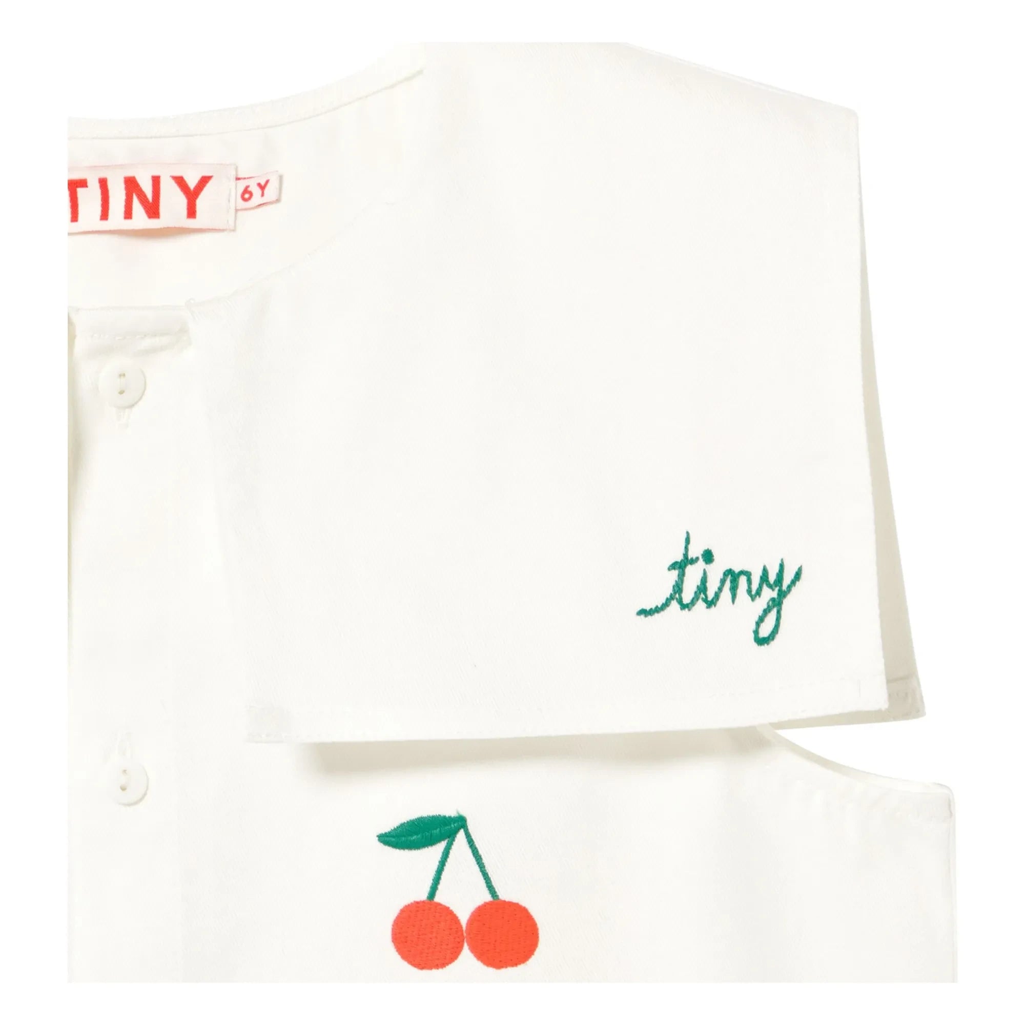 Tinycottons - Cerises yakalı elbise | Beyaz