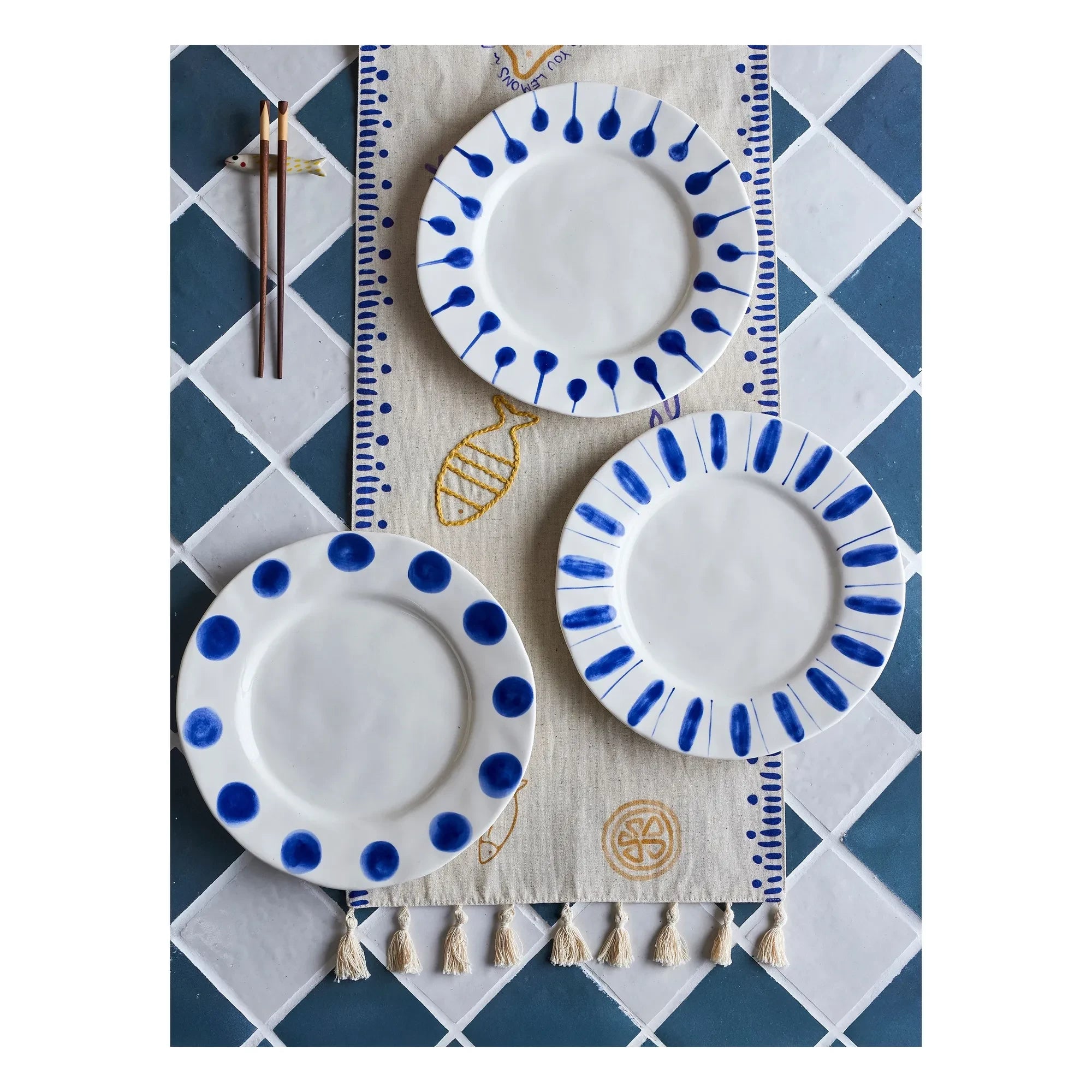 Bloomingville - Linora Teller - 3er-Set | Blau