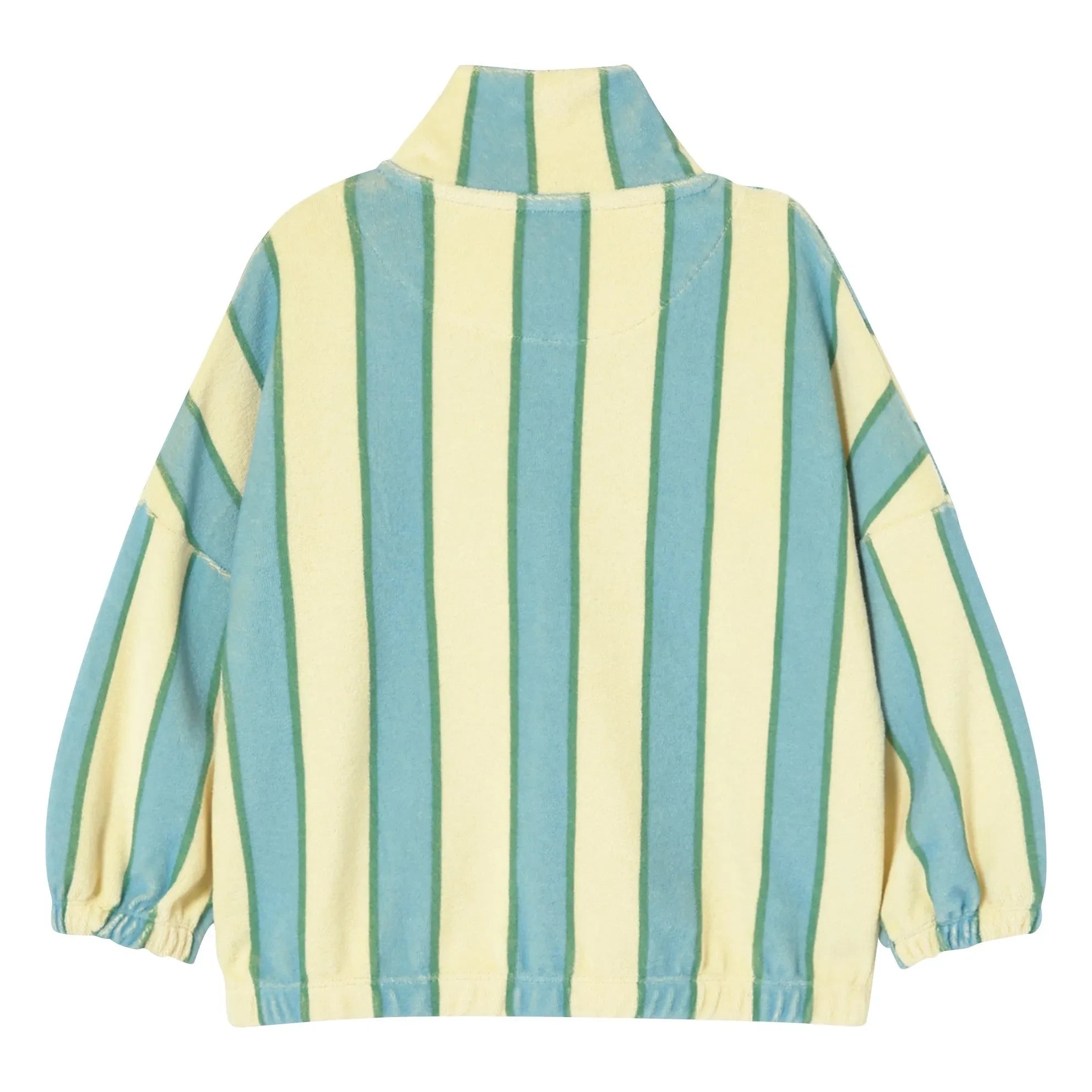 Tinycottons - Organik pamuklu çizgili dik yaka düğmeli sweatshirt | Açık sarı