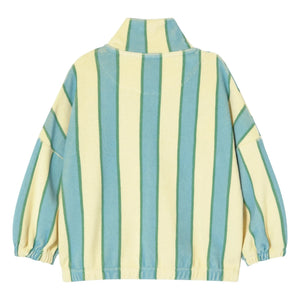 Tinycottons - Organik pamuklu çizgili dik yaka düğmeli sweatshirt | Açık sarı