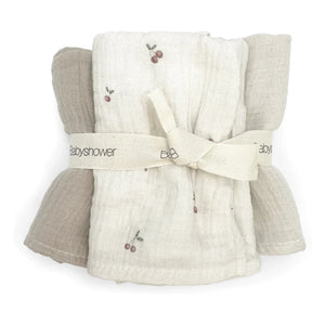 Babyshower - Cherries Nappies - 3’lü Set | Ecru