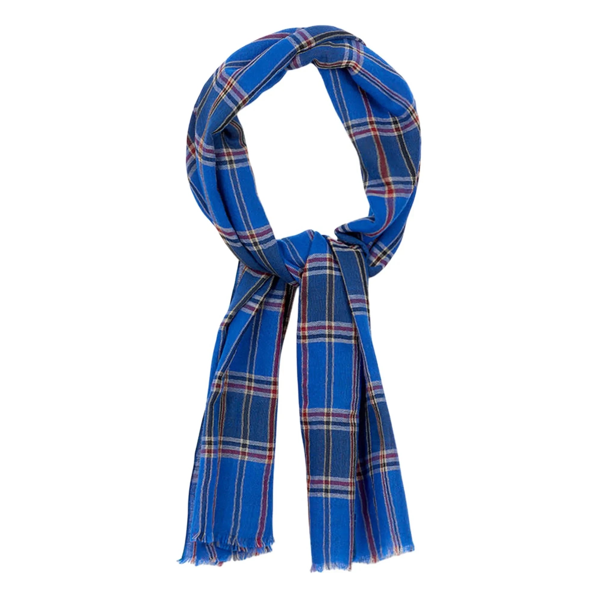 a.p - Karierter Georgette Wollschal | Blau