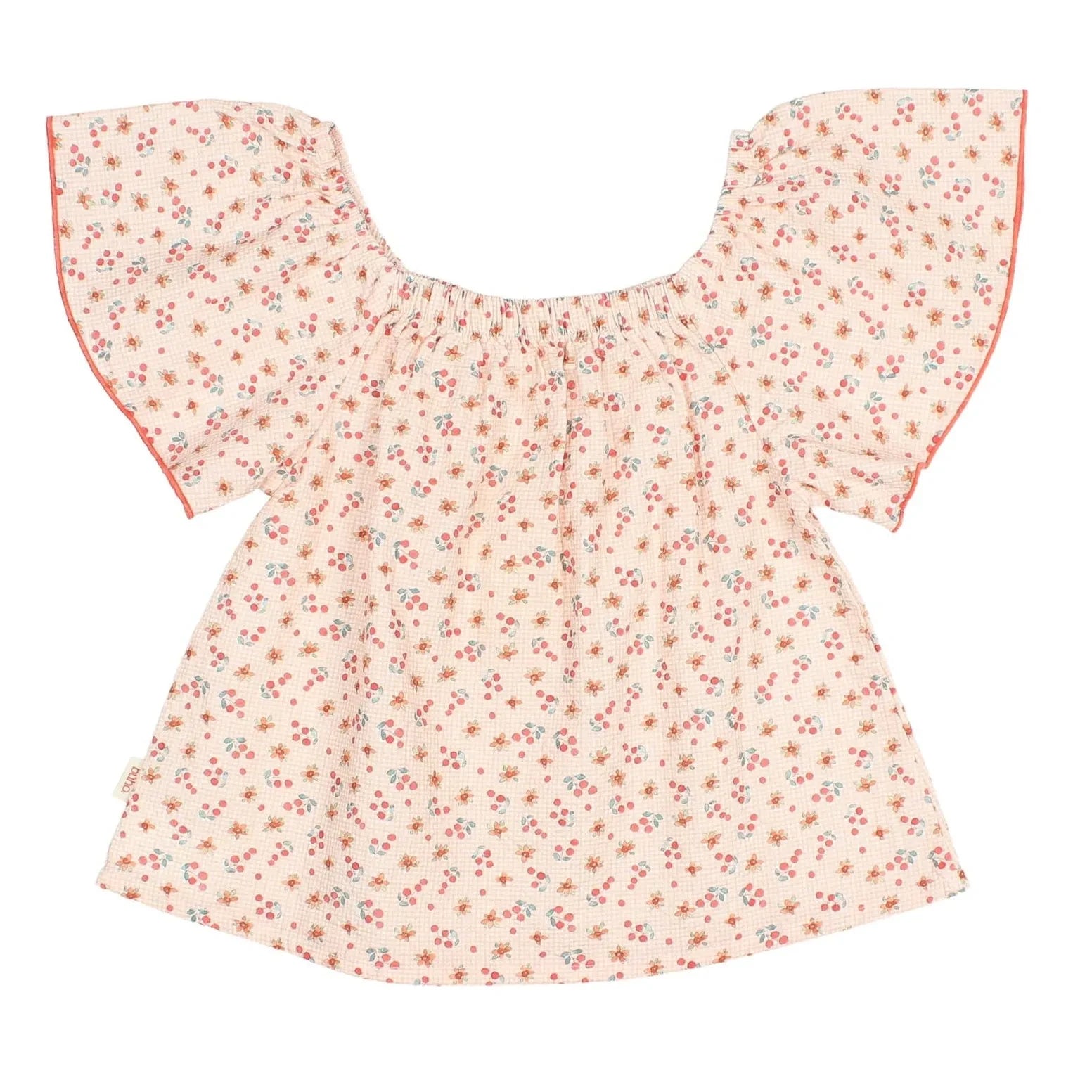 Búho - Seersucker Bluse mit Blumenmuster | Pfirsich