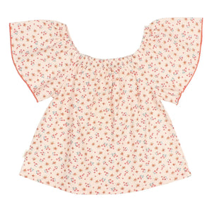 Búho - Seersucker Bluse mit Blumenmuster | Pfirsich