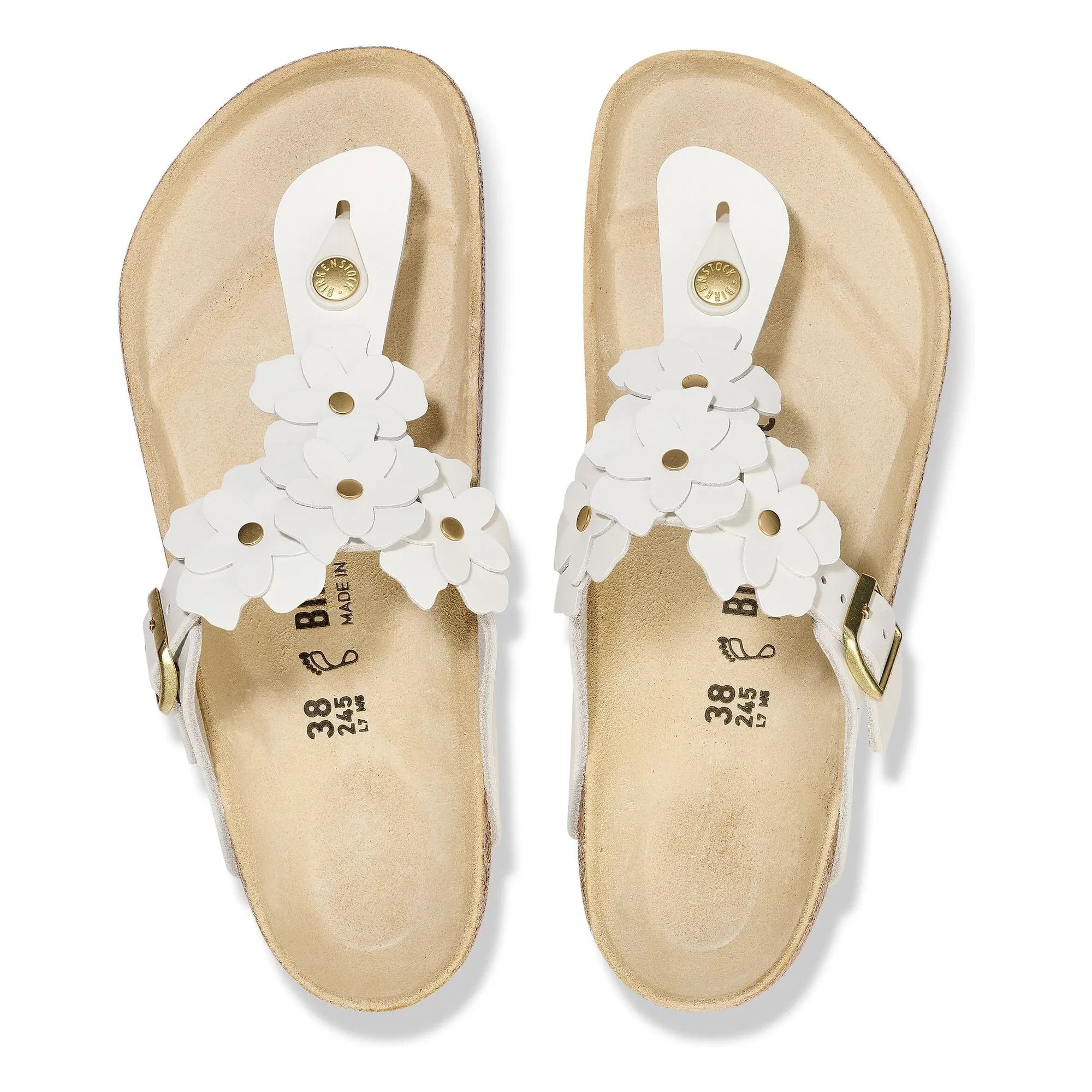 BIRKENSTOCK - Gizeh Çiçek Süslemeli Sandaletler Doğal Deri | Beyaz