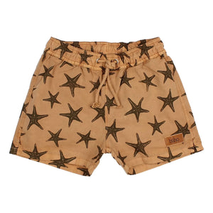 Búho - Etoiles de Mer Badeshorts Bio-Baumwolle Popeline | Kamel