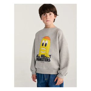 Bobo Choses - Sweat All About Monsters Organik pamuk | Gri melanj