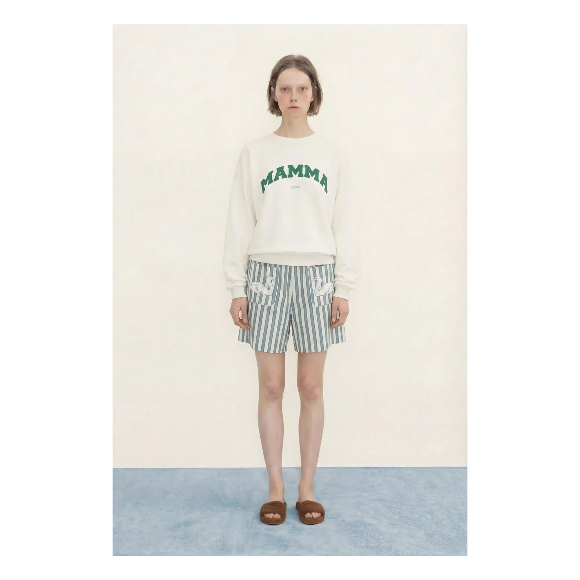 The Tiny Big Sister - Linen and cotton swan shorts | Blue