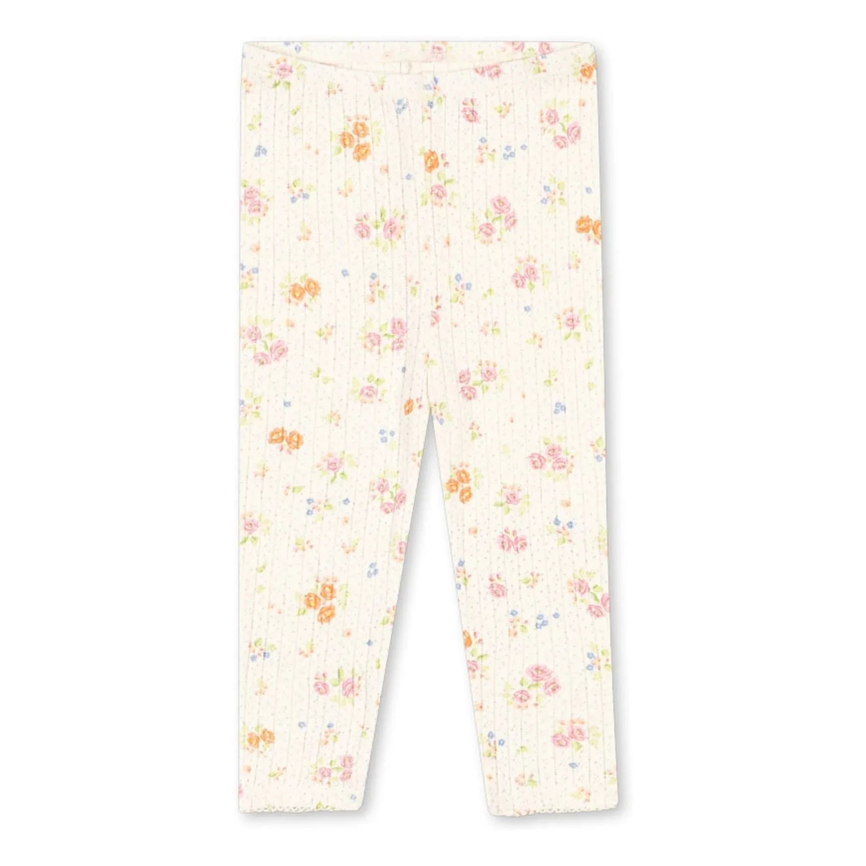 Konges Sløjd - Minnie Floral Ribbed Leggings Organic Cotton | Ecru
