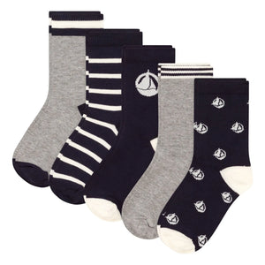 Petit Bateau - 5 Çift Tekne Çorabı | Lacivert