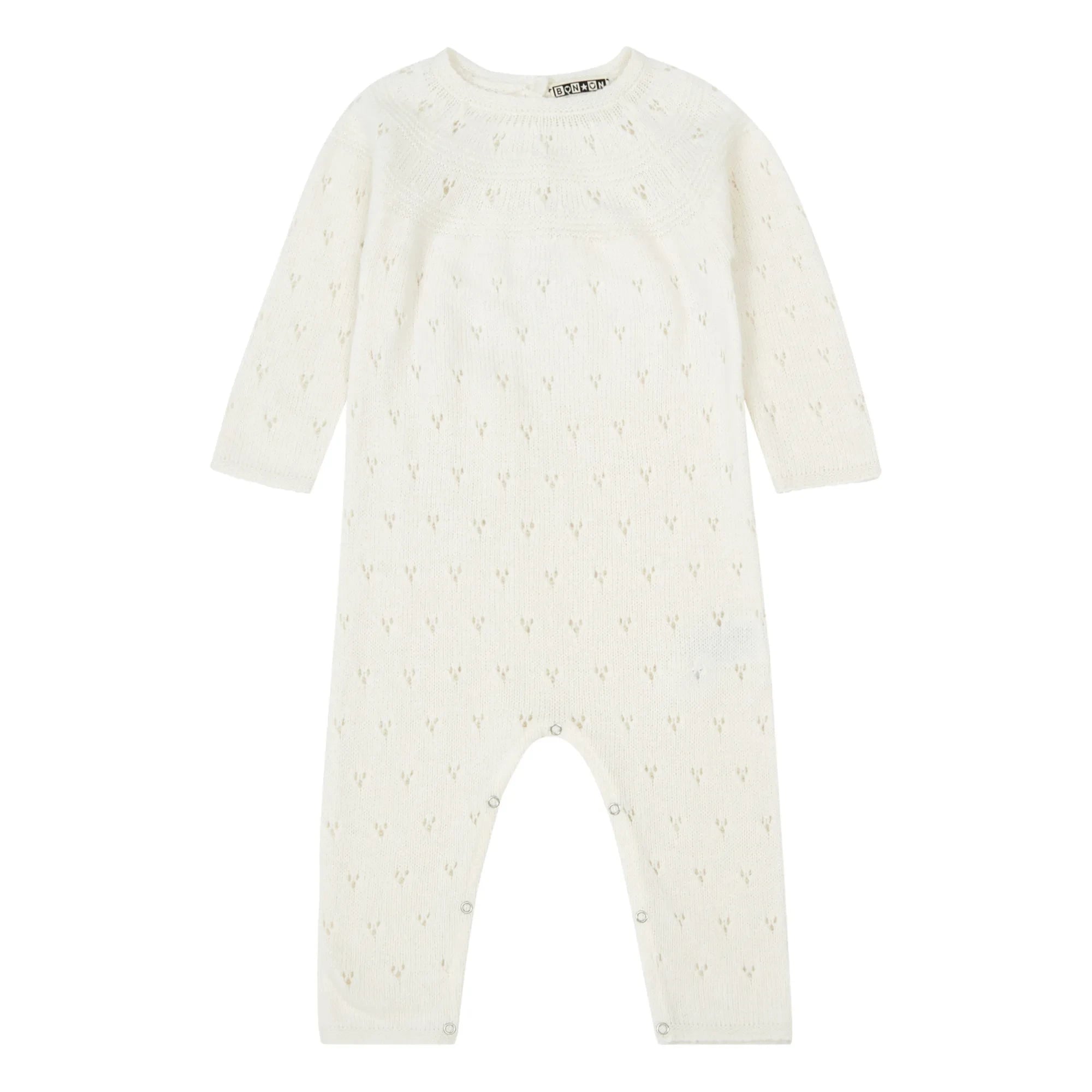 Bonton - Maman Merinowolle Durchbrochener Strampler | Ecru