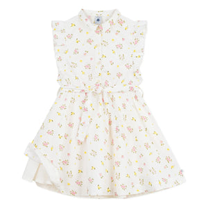 Petit Bateau - Sleeveless Floral Organic Cotton Dress | White