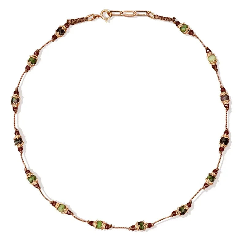 Tityaravy - Sriphala Zoisite and Garnet Necklace | Green