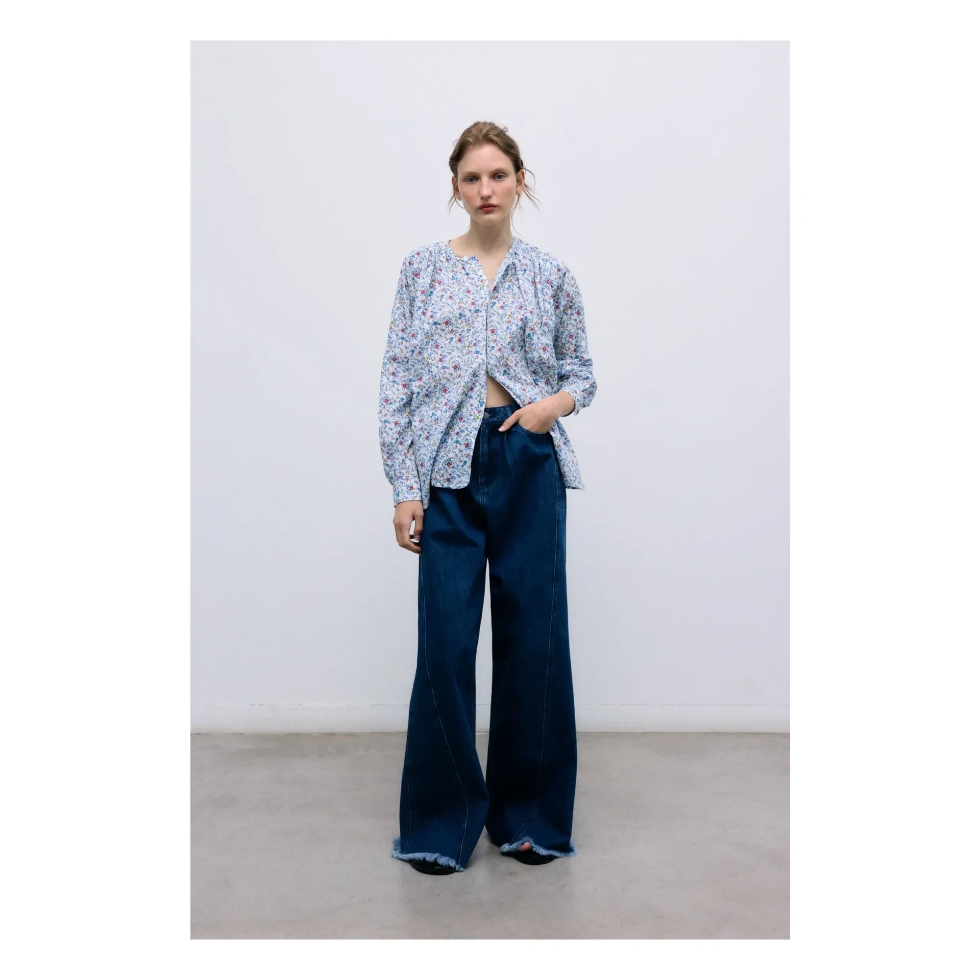 the new society - Cloe Baumwollbluse | Blau