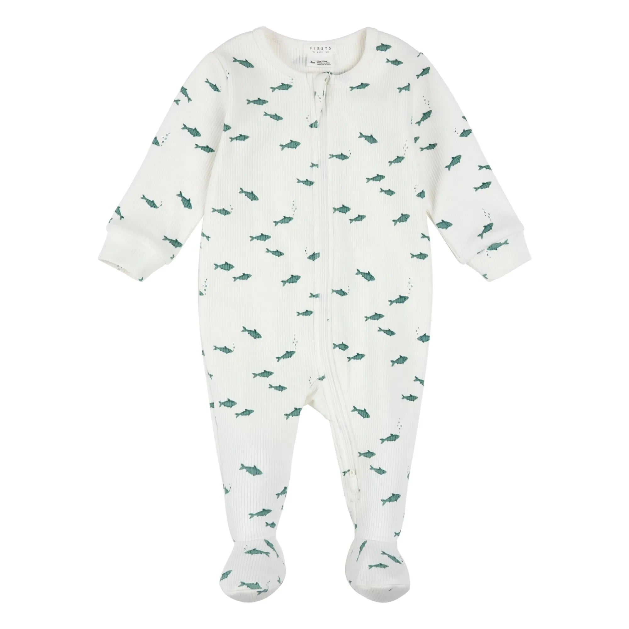 Petit Lem - Balık ayaklı pijama Nervürlü Organik Pamuk | Bej