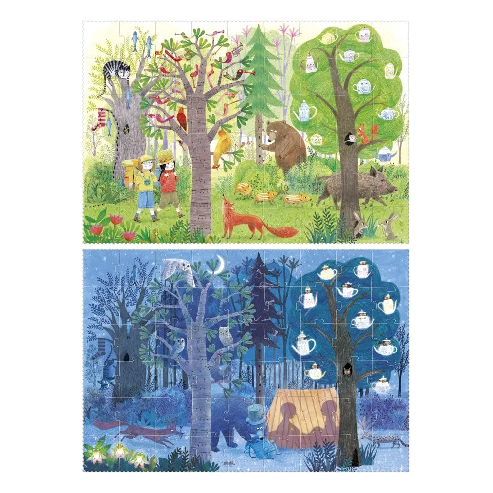 Londji - Tag und Nacht im Wald Doppelseitiges Puzzle