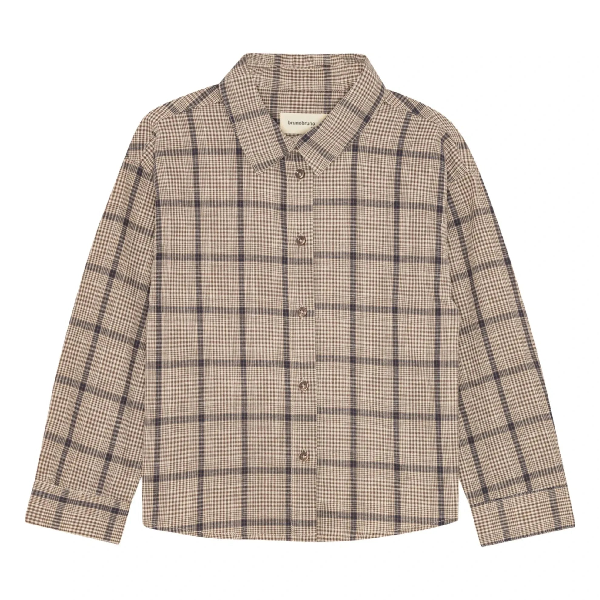 Brunobruno Nation - Nohrla shirt Linen and leather cotton plaid | Brown