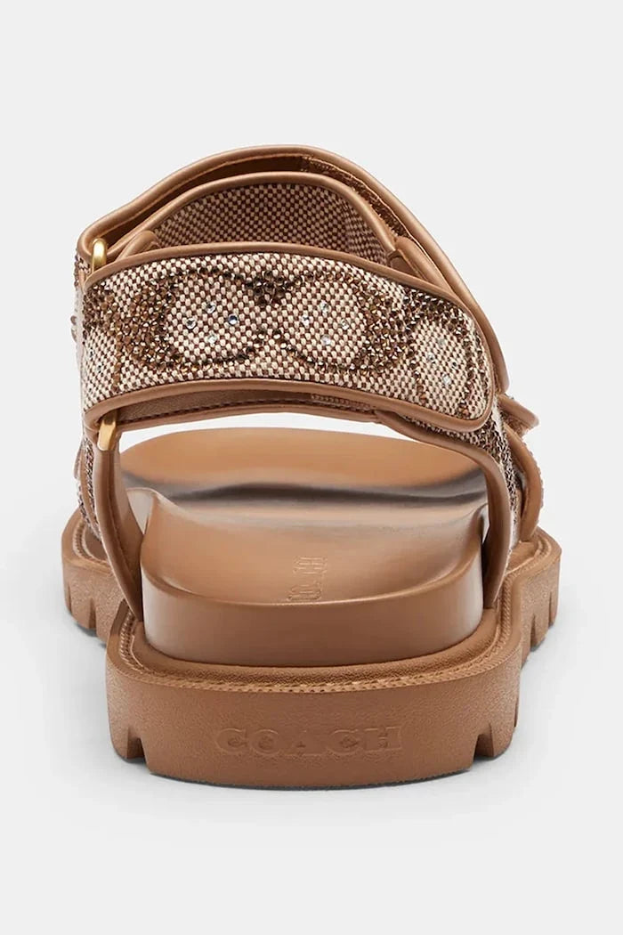 Coach Brynn Crystal Signature Sandal Kadın Düz Taban Deri Sandalet