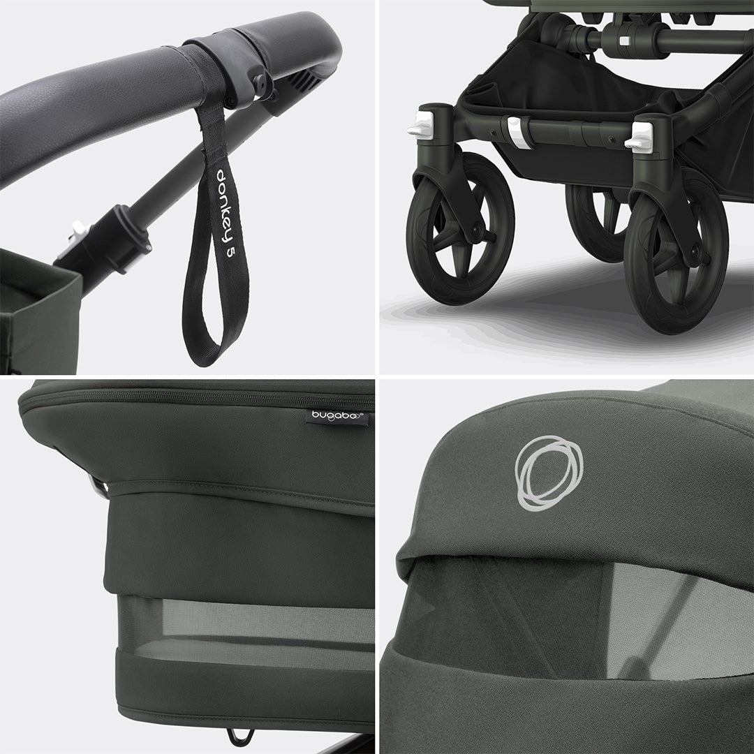 Bugaboo Donkey 5 Mono Complete - Black/Forest Green-Strollers- | Natural Baby Shower