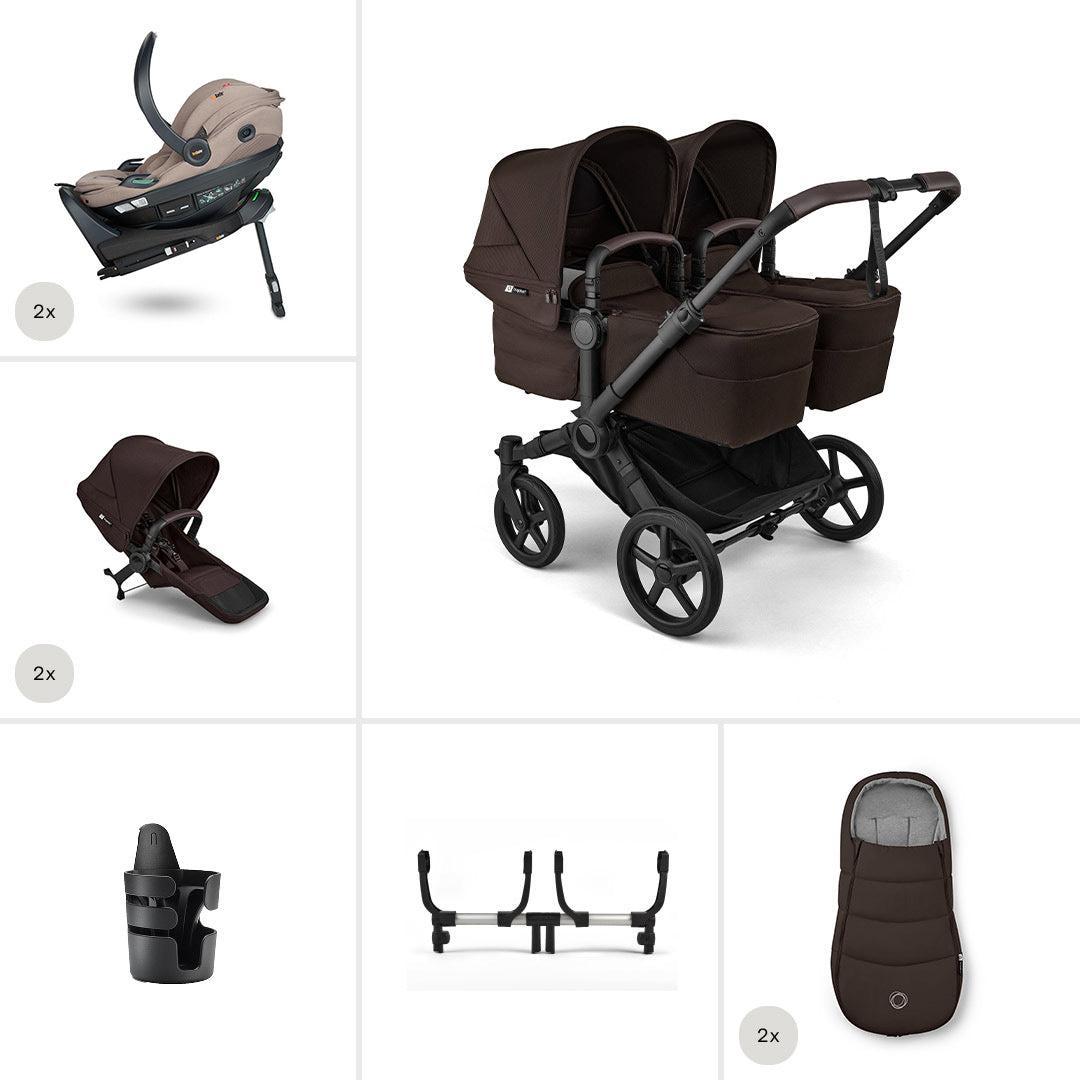 Bugaboo Donkey 6 Twin Ultimate Go Beyond 2 Newborn Bundle-Travel Systems-Cocoa Brown- | Natural Baby Shower