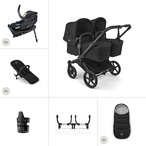 Bugaboo Donkey 6 Twin Ultimate Go Beyond 2 Newborn Bundle-Travel Systems-Heritage Black- | Natural Baby Shower