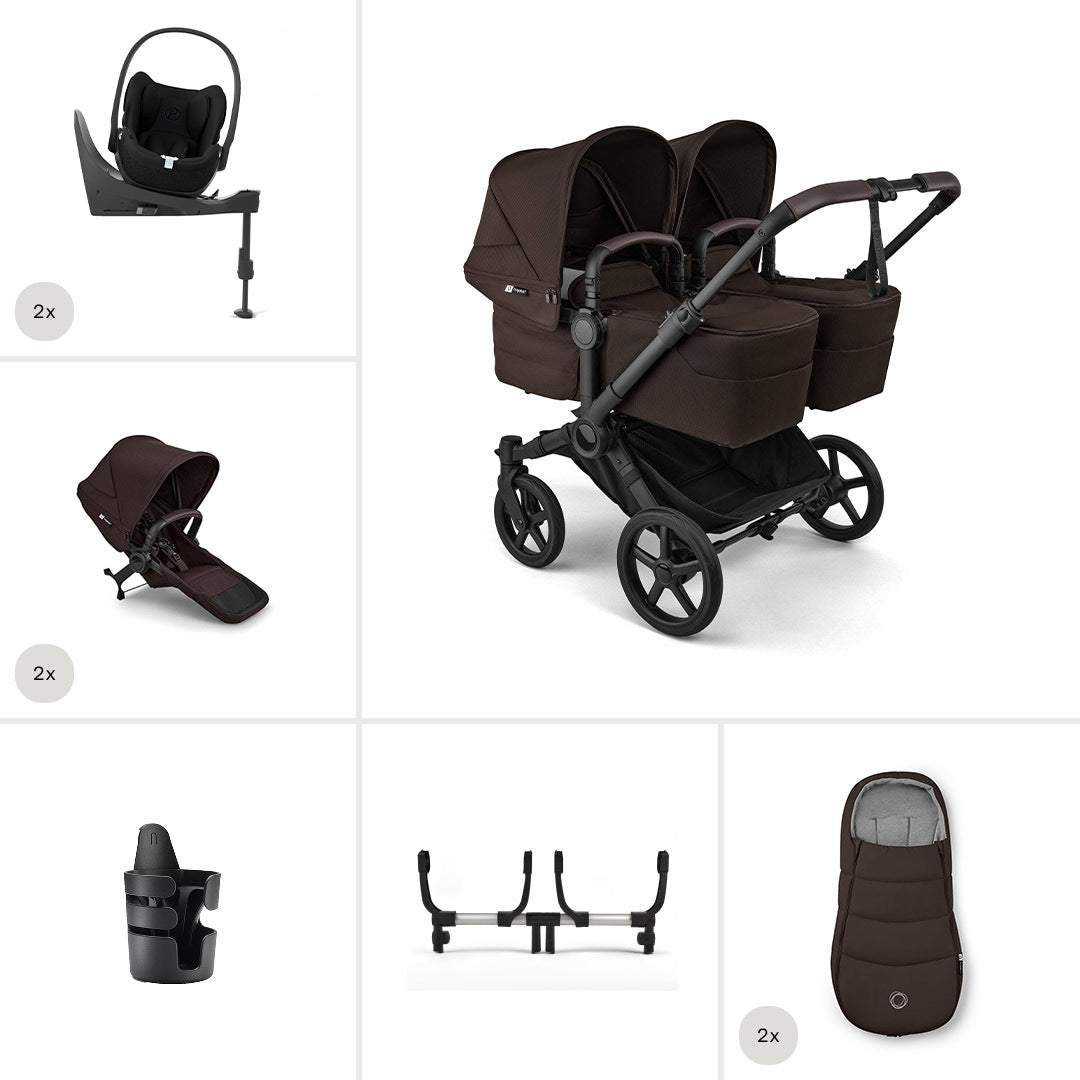 Bugaboo Donkey 6 Twin Ultimate Cloud T Newborn Bundle-Travel Systems-Cocoa Brown- | Natural Baby Shower