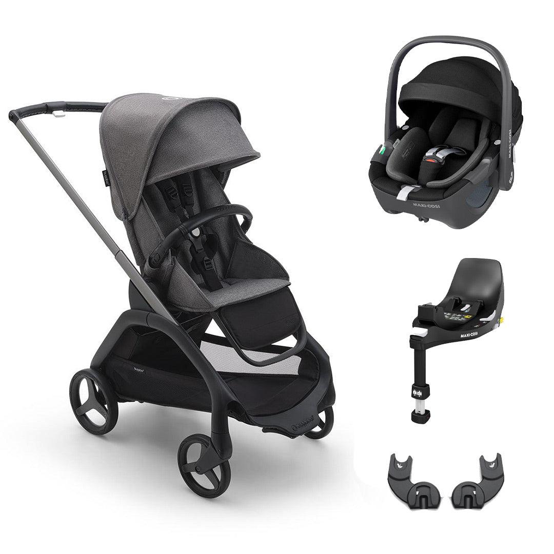 Bugaboo Dragonfly + Pebble 360/360 Pro Travel System - Grey Melange-Travel Systems-Pebble 360 Car Seat-No Carrycot | Natural Baby Shower