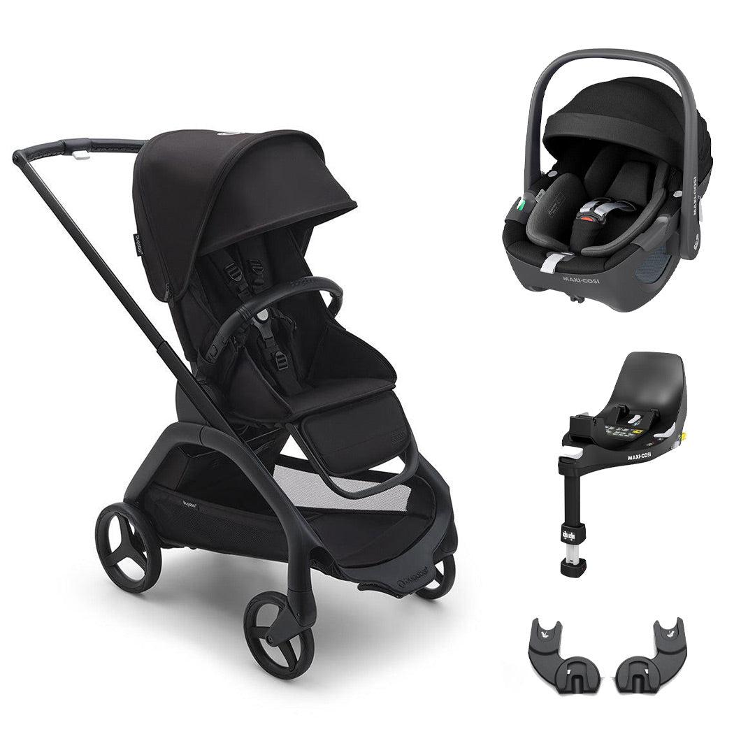 Bugaboo Dragonfly + Pebble 360/360 Pro Travel System - Midnight Black-Travel Systems-Pebble 360 Car Seat-No Carrycot | Natural Baby Shower