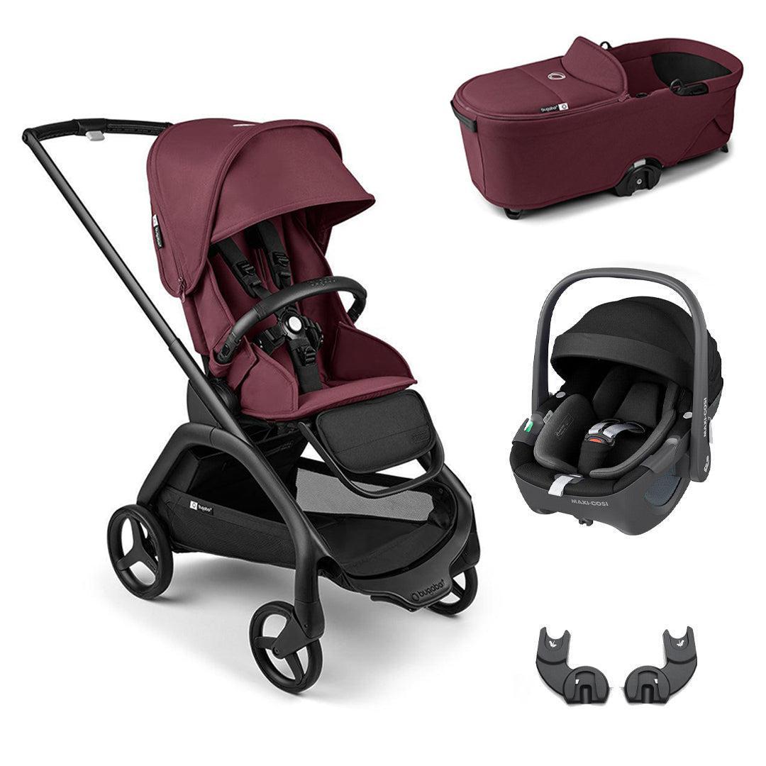 Bugaboo Dragonfly + Pebble 360 Travel System-Travel Systems-Dark Cherry-With Carrycot | Natural Baby Shower