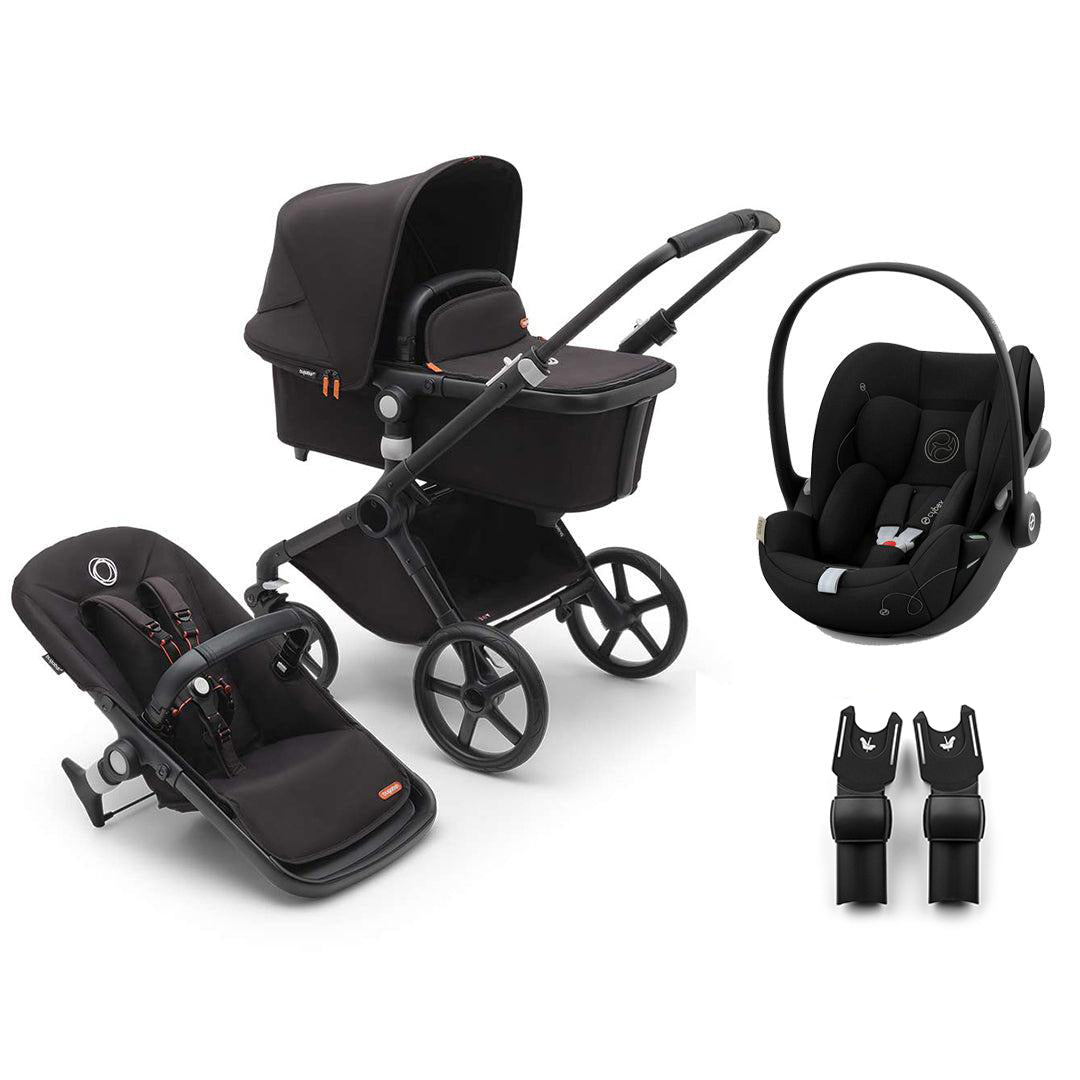 Bugaboo Fox Cub + Cloud G Travel System-Travel Systems-Midnight Black-No Base | Natural Baby Shower