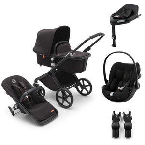 Bugaboo Fox Cub + Cloud G Travel System-Travel Systems-Midnight Black-With Base | Natural Baby Shower